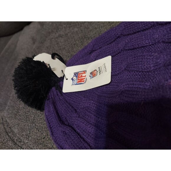 Womens New Era NFL Warm Fleece Lined Winter Beanie Hat Cap Baltimore Ravens. - Picture 7 of 8